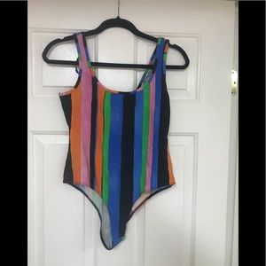 Colorful bodysuit.
